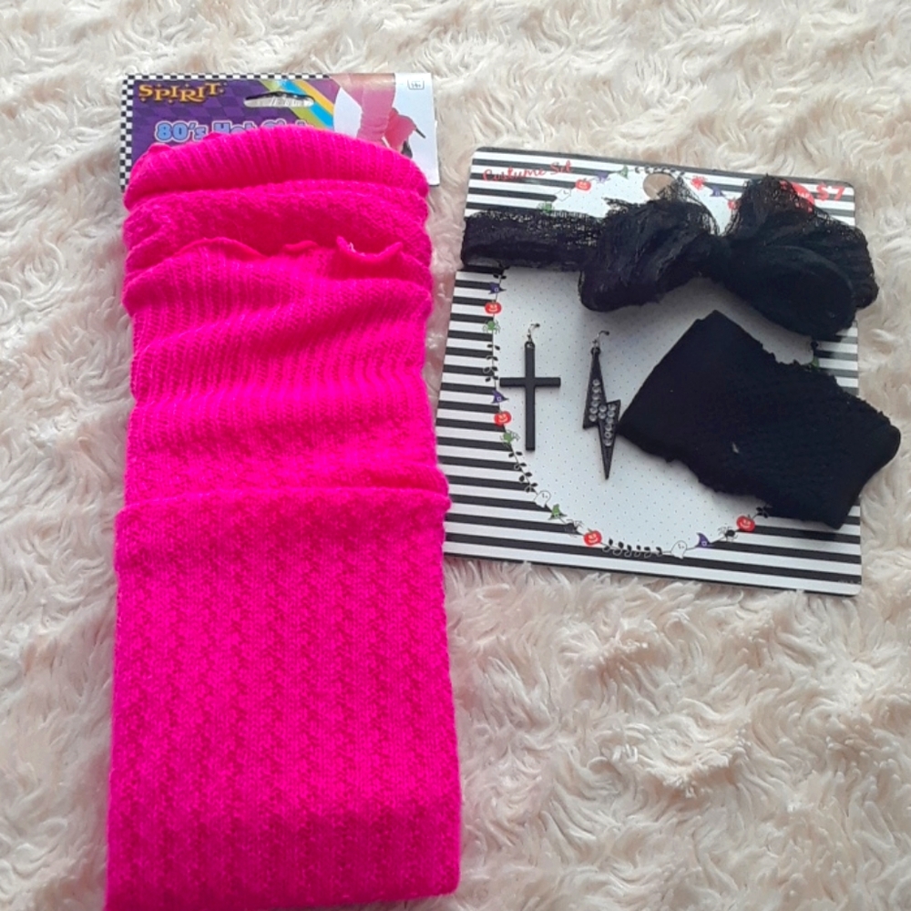 80's Hot Pink Leg Warmers with Accessories